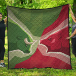 Green Bull And Red Bear Stock Print Quilt