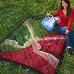 Green Bull And Red Bear Stock Print Quilt