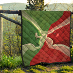 Green Bull And Red Bear Stock Print Quilt