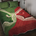Green Bull And Red Bear Stock Print Quilt Bed Set