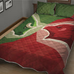 Green Bull And Red Bear Stock Print Quilt Bed Set