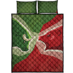 Green Bull And Red Bear Stock Print Quilt Bed Set