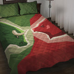 Green Bull And Red Bear Stock Print Quilt Bed Set