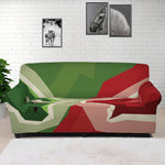 Green Bull And Red Bear Stock Print Sofa Cover