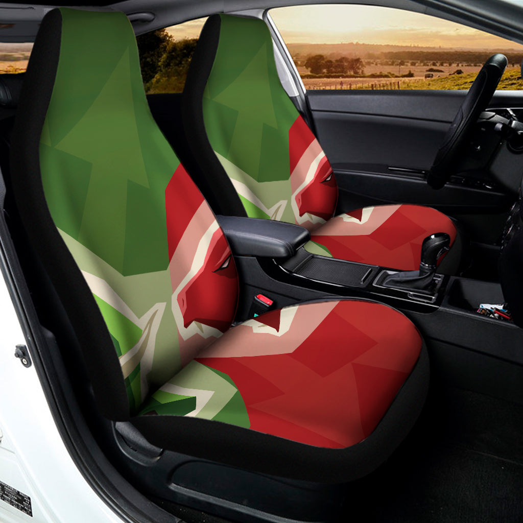 Green Bull And Red Bear Stock Print Universal Fit Car Seat Covers