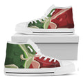 Green Bull And Red Bear Stock Print White High Top Sneakers
