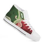 Green Bull And Red Bear Stock Print White High Top Shoes