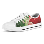 Green Bull And Red Bear Stock Print White Low Top Shoes