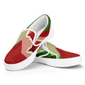 Green Bull And Red Bear Stock Print White Slip On Sneakers