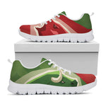 Green Bull And Red Bear Stock Print White Sneakers