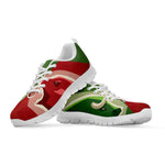 Green Bull And Red Bear Stock Print White Sneakers