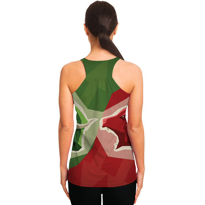 Green Bull And Red Bear Stock Print Women's Racerback Tank Top