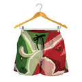 Green Bull And Red Bear Stock Print Women's Shorts