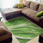 Green Cabbage Leaf Print Area Rug