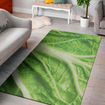Green Cabbage Leaf Print Area Rug