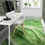 Green Cabbage Leaf Print Area Rug