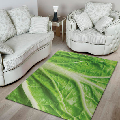 Green Cabbage Leaf Print Area Rug