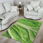 Green Cabbage Leaf Print Area Rug