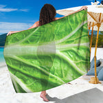 Green Cabbage Leaf Print Beach Sarong Wrap