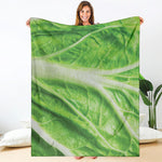 Green Cabbage Leaf Print Blanket