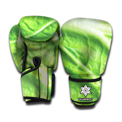 Green Cabbage Leaf Print Boxing Gloves