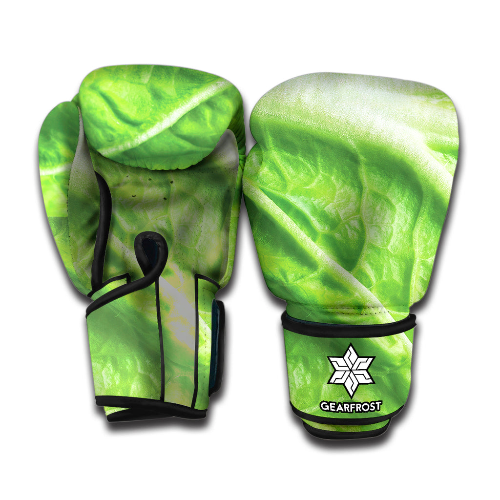 Green Cabbage Leaf Print Boxing Gloves