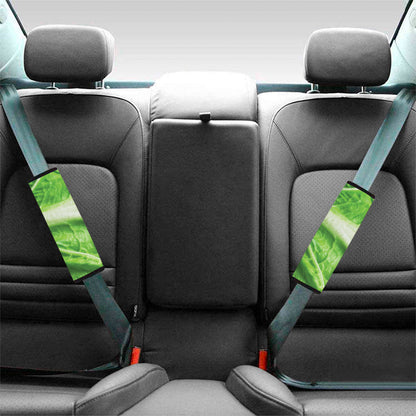 Green Cabbage Leaf Print Car Seat Belt Covers
