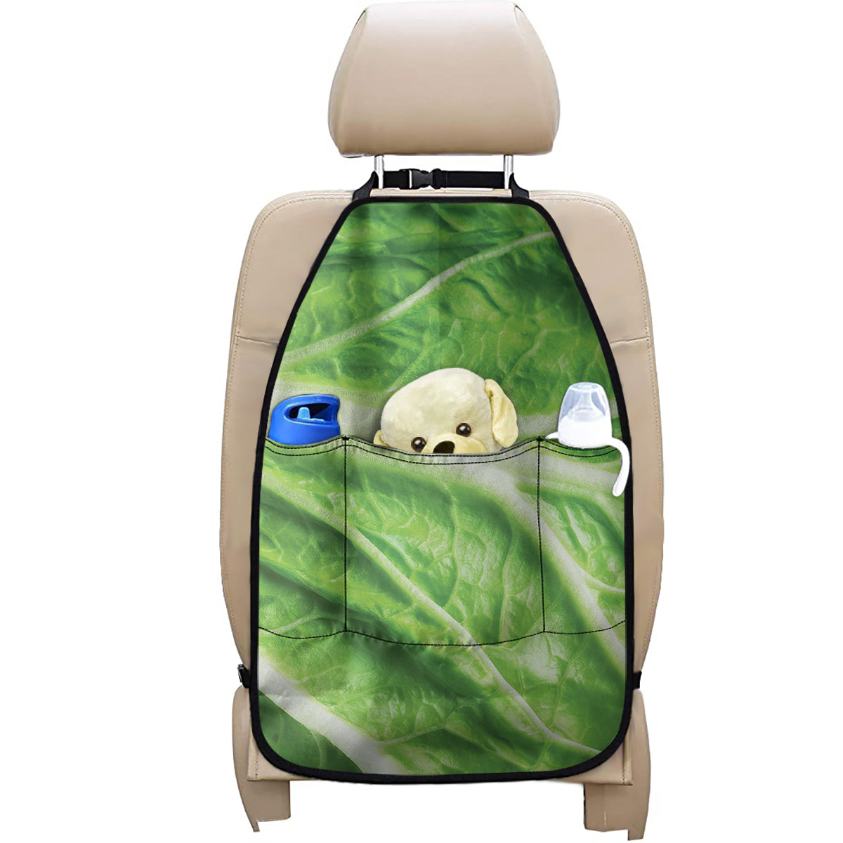 Green Cabbage Leaf Print Car Seat Organizers