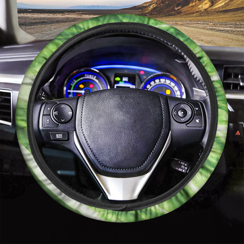 Green Cabbage Leaf Print Car Steering Wheel Cover