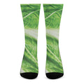 Green Cabbage Leaf Print Crew Socks