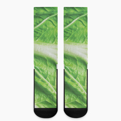 Green Cabbage Leaf Print Crew Socks