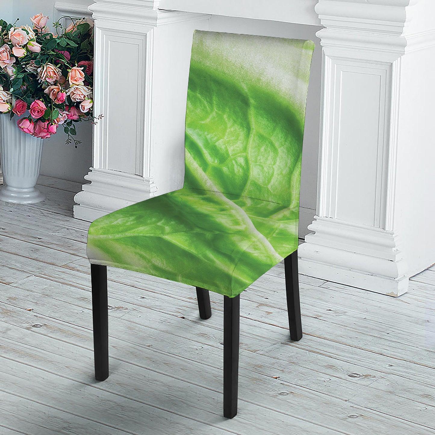 Green Cabbage Leaf Print Dining Chair Slipcover
