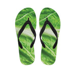 Green Cabbage Leaf Print Flip Flops