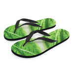 Green Cabbage Leaf Print Flip Flops