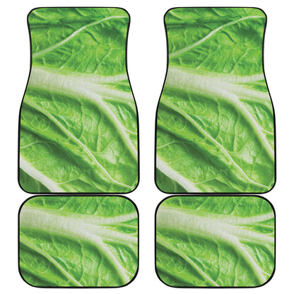 Green Cabbage Leaf Print Front and Back Car Floor Mats