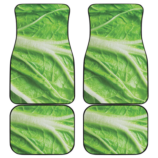 Green Cabbage Leaf Print Front and Back Car Floor Mats
