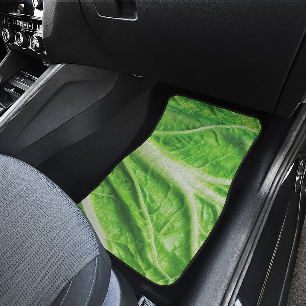Green Cabbage Leaf Print Front and Back Car Floor Mats