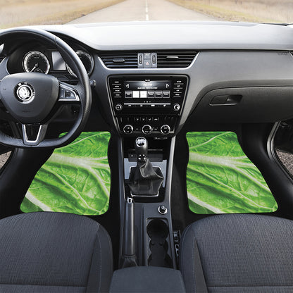 Green Cabbage Leaf Print Front Car Floor Mats