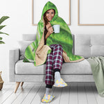 Green Cabbage Leaf Print Hooded Blanket