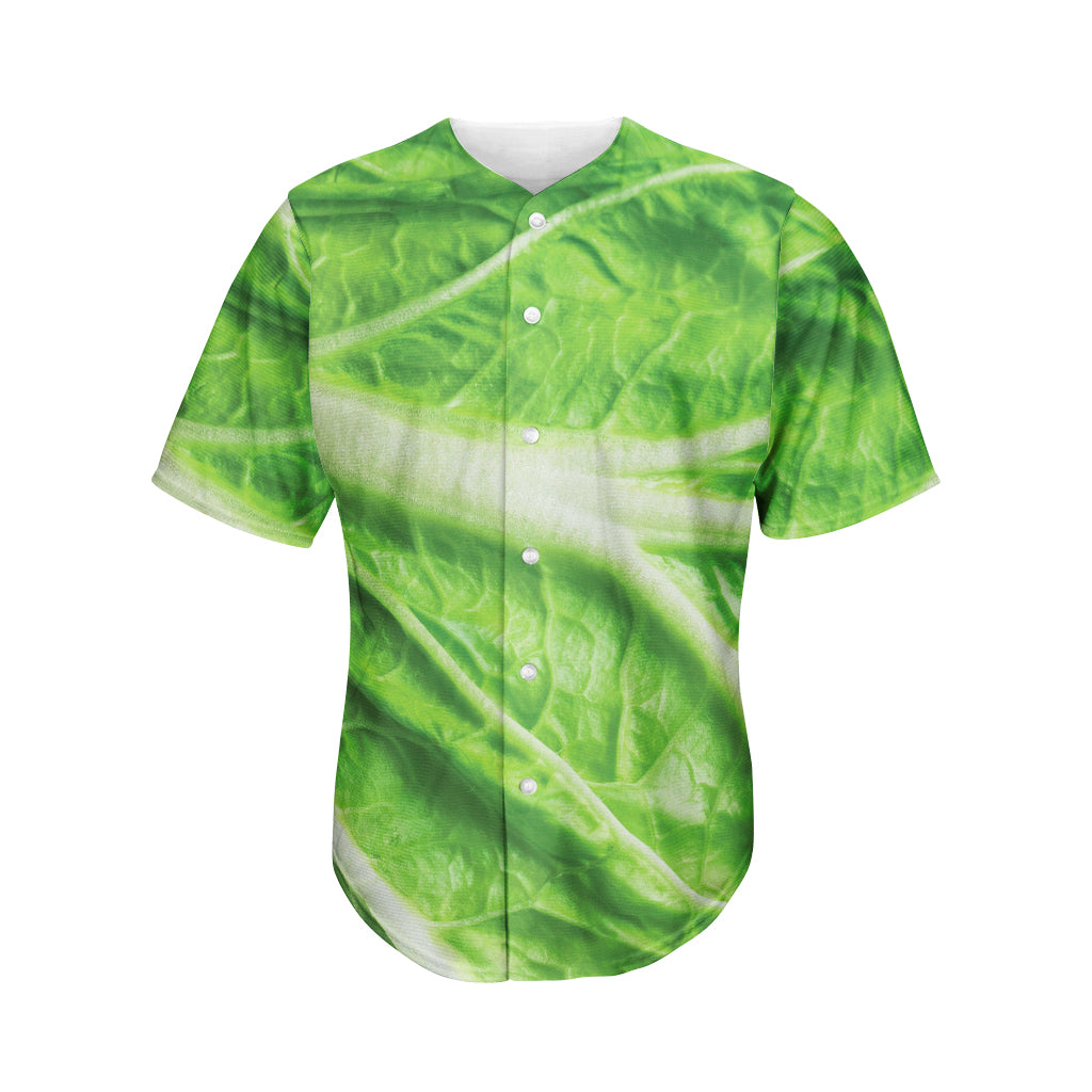 Green Cabbage Leaf Print Men's Baseball Jersey