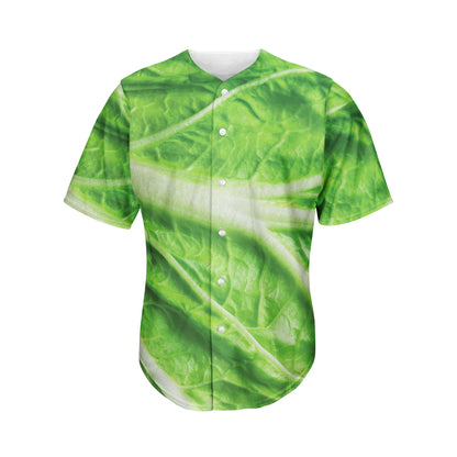 Green Cabbage Leaf Print Men's Baseball Jersey
