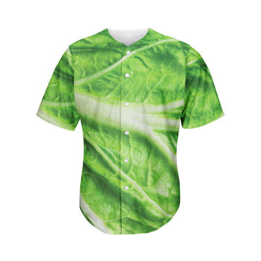 Green Cabbage Leaf Print Men's Baseball Jersey