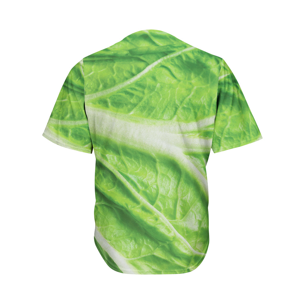 Green Cabbage Leaf Print Men's Baseball Jersey