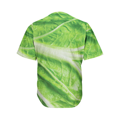 Green Cabbage Leaf Print Men's Baseball Jersey