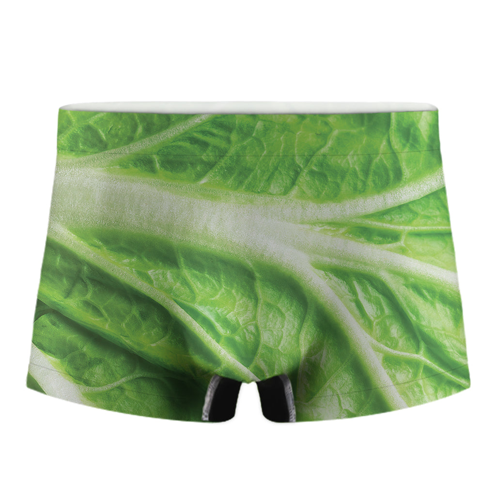 Green Cabbage Leaf Print Men's Boxer Briefs