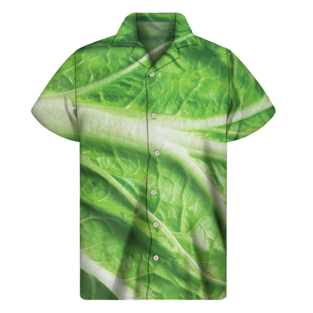 Green Cabbage Leaf Print Men's Short Sleeve Shirt