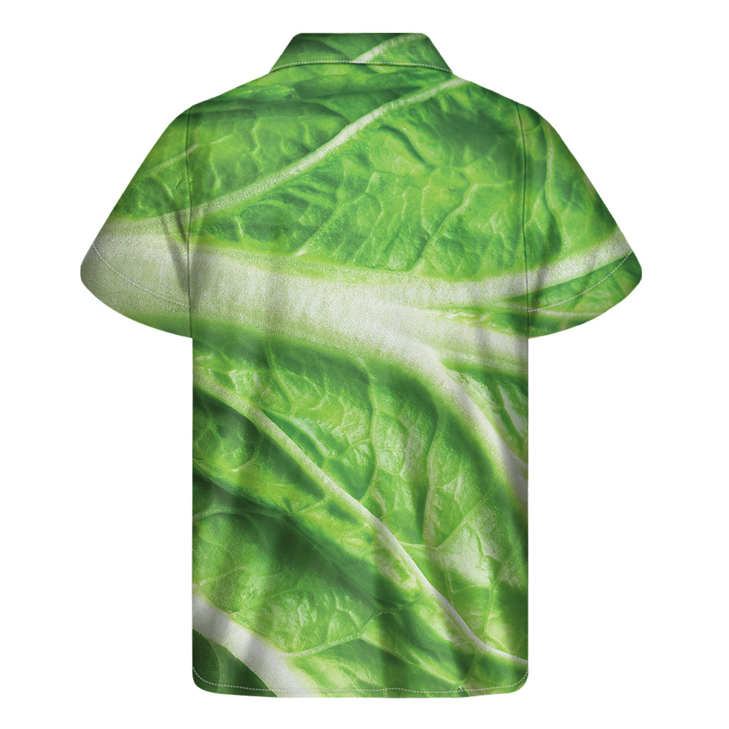 Green Cabbage Leaf Print Men's Short Sleeve Shirt