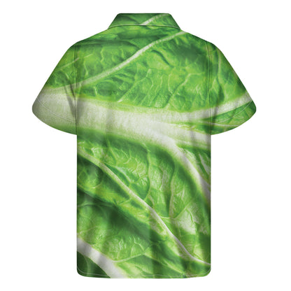 Green Cabbage Leaf Print Men's Short Sleeve Shirt