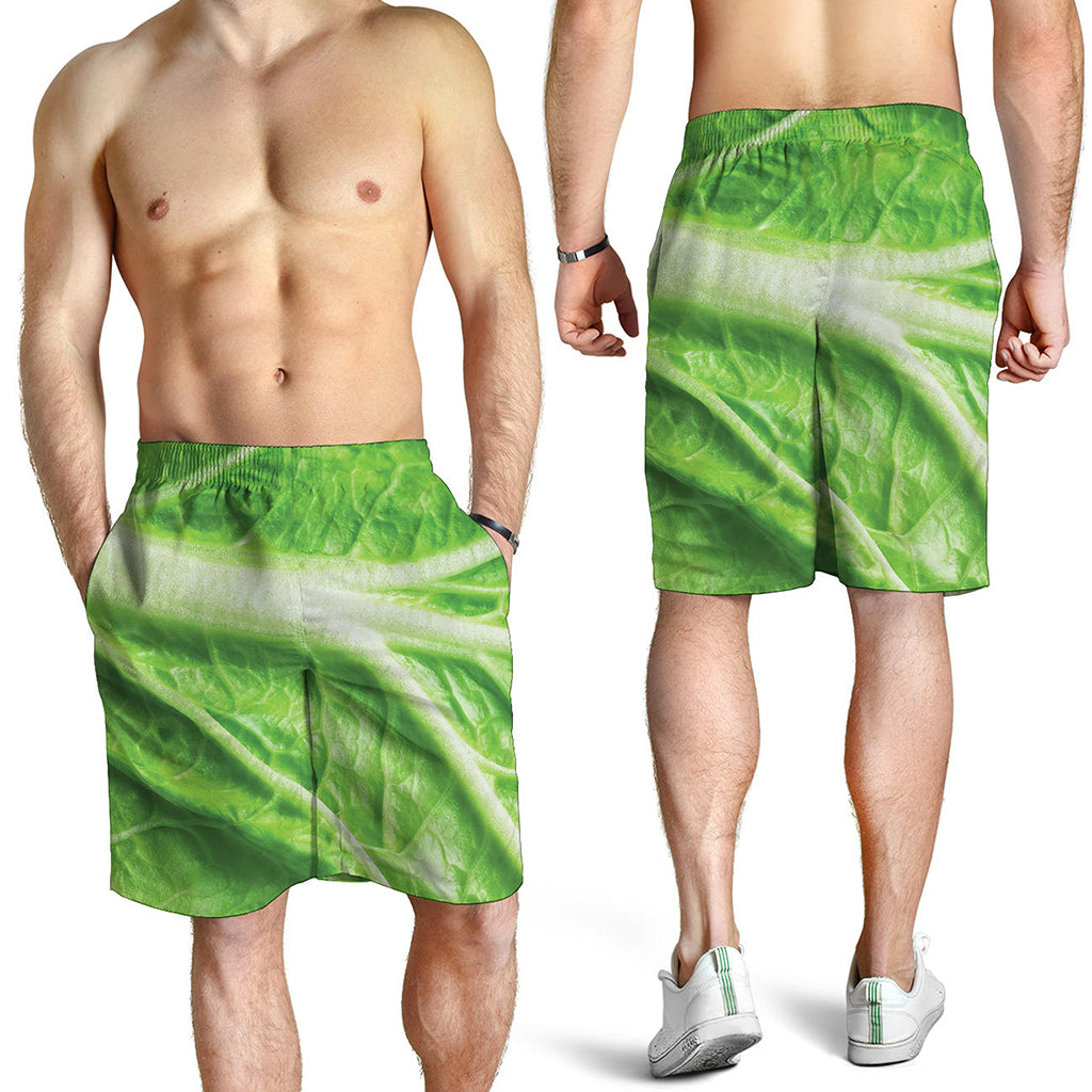 Green Cabbage Leaf Print Men's Shorts