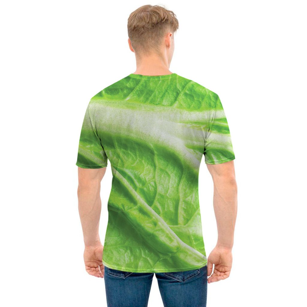 Green Cabbage Leaf Print Men's T-Shirt